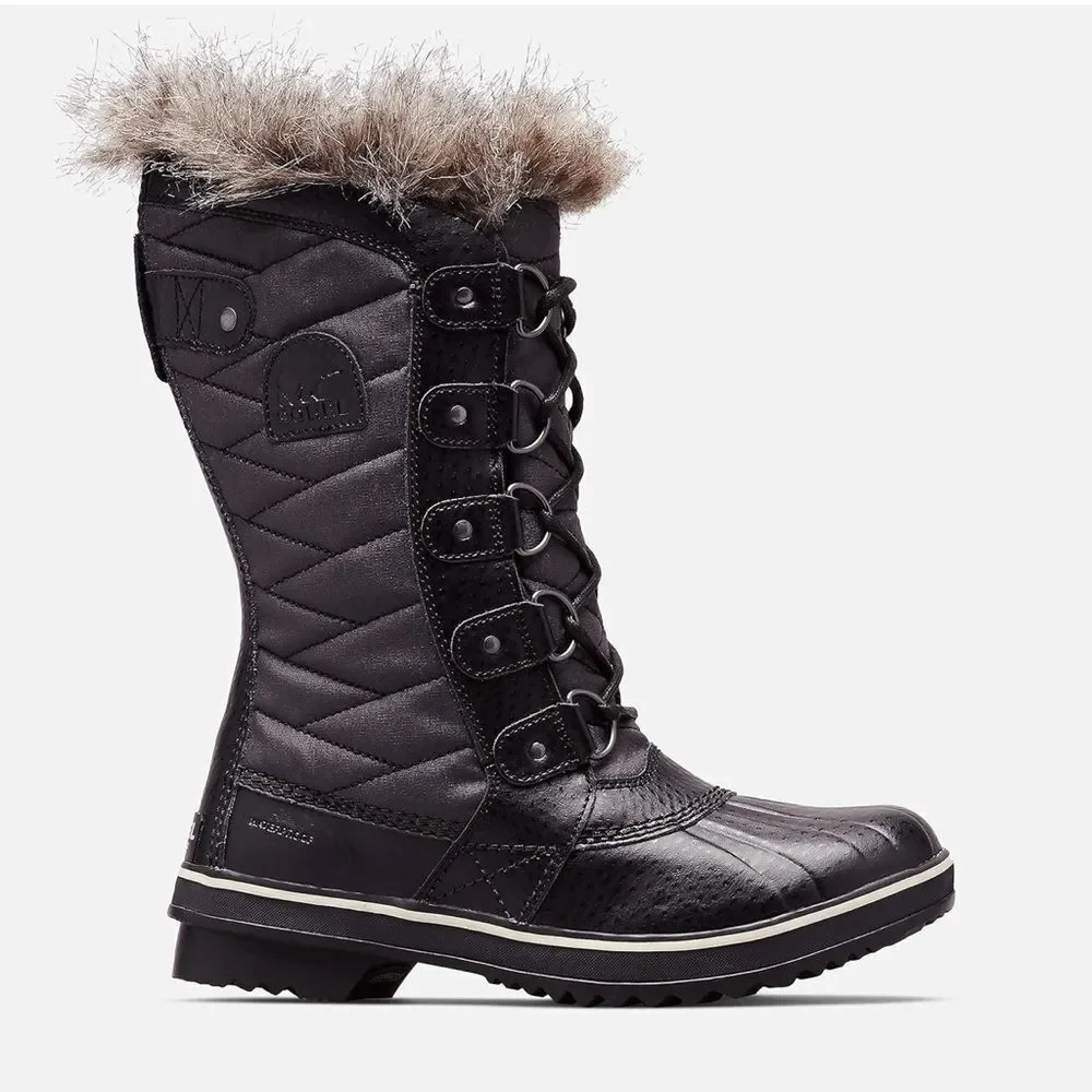 NWT Sorel Women's Tofino 2 Wp Winter Boots Black Stone‎ Fur with Faux Fur Trim 5